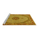 Sideview of Machine Washable Medallion Yellow Traditional Rug, wshtr3590yw