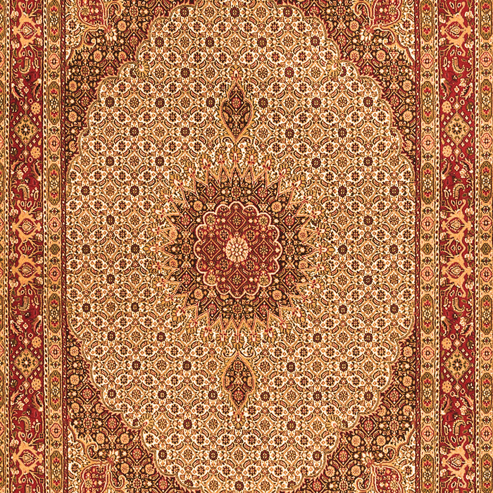 Serging Thickness of Machine Washable Medallion Orange Traditional Area Rugs, wshtr3590org