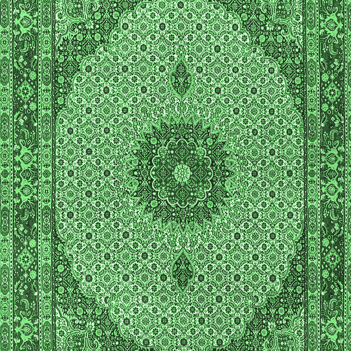 Machine Washable Medallion Emerald Green Traditional Area Rugs, wshtr3590emgrn