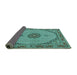 Sideview of Medallion Turquoise Traditional Rug, tr3590turq