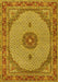 Machine Washable Medallion Yellow Traditional Rug, wshtr3590yw