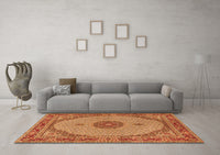 Machine Washable Medallion Orange Traditional Rug, wshtr3590org