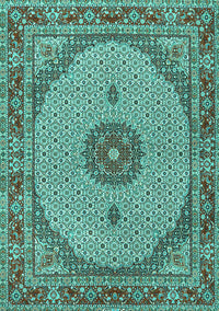 Medallion Turquoise Traditional Rug, tr3590turq