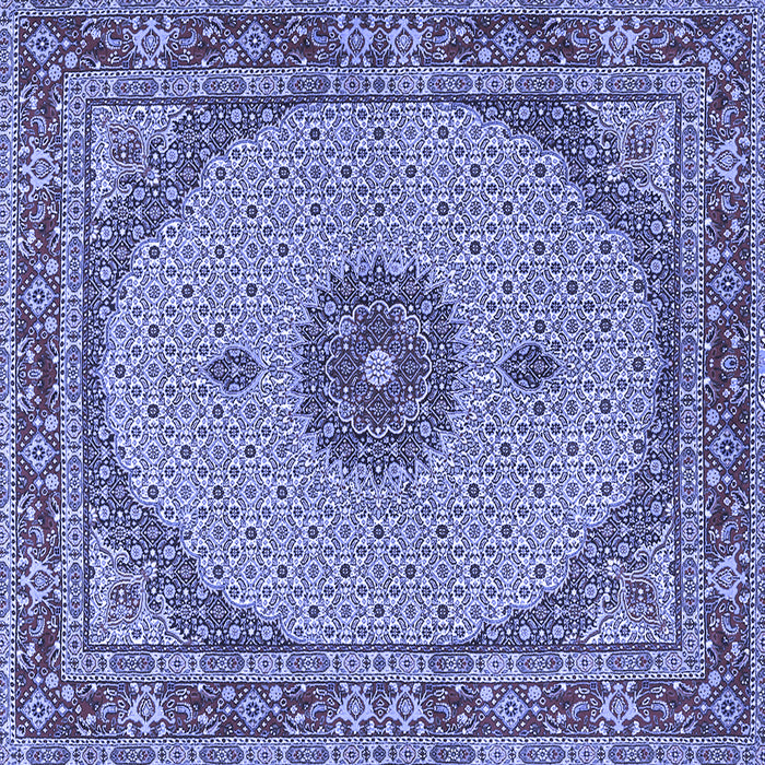 Square Machine Washable Medallion Blue Traditional Rug, wshtr3590blu