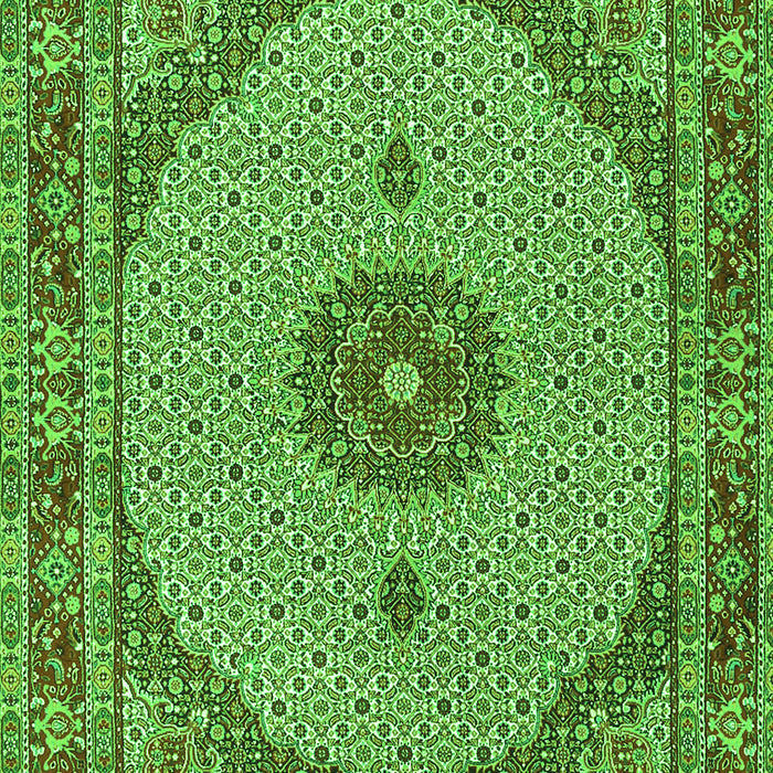 Serging Thickness of Machine Washable Medallion Green Traditional Area Rugs, wshtr3590grn