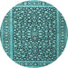 Round Machine Washable Persian Light Blue Traditional Rug, wshtr3591lblu