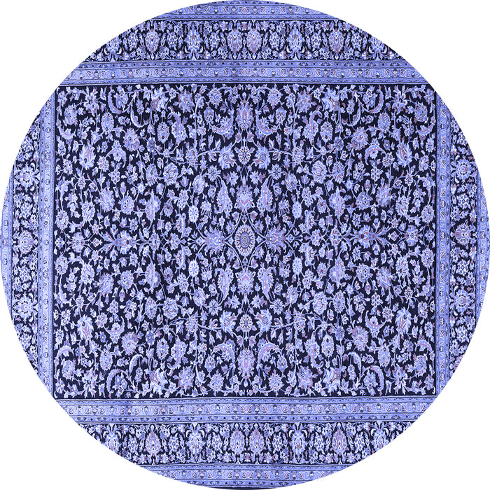 Round Machine Washable Persian Blue Traditional Rug, wshtr3591blu