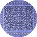 Round Machine Washable Persian Blue Traditional Rug, wshtr3591blu