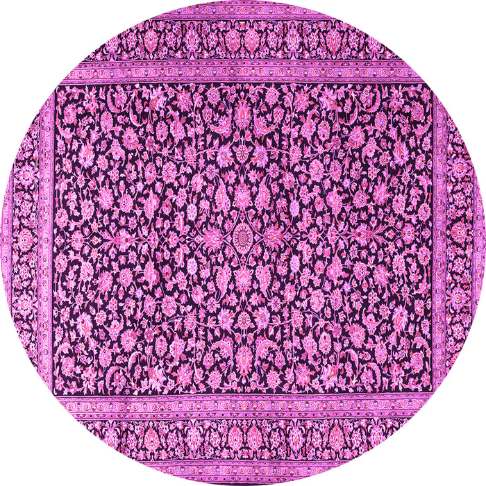 Round Machine Washable Persian Pink Traditional Rug, wshtr3591pnk