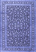 Machine Washable Persian Blue Traditional Rug, wshtr3591blu