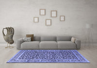 Machine Washable Persian Blue Traditional Rug, wshtr3591blu