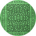 Round Persian Emerald Green Traditional Rug, tr3591emgrn