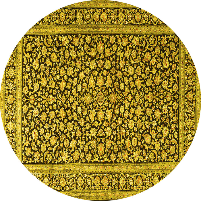 Round Persian Yellow Traditional Rug, tr3591yw