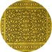 Round Persian Yellow Traditional Rug, tr3591yw