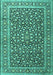 Machine Washable Persian Turquoise Traditional Area Rugs, wshtr3591turq