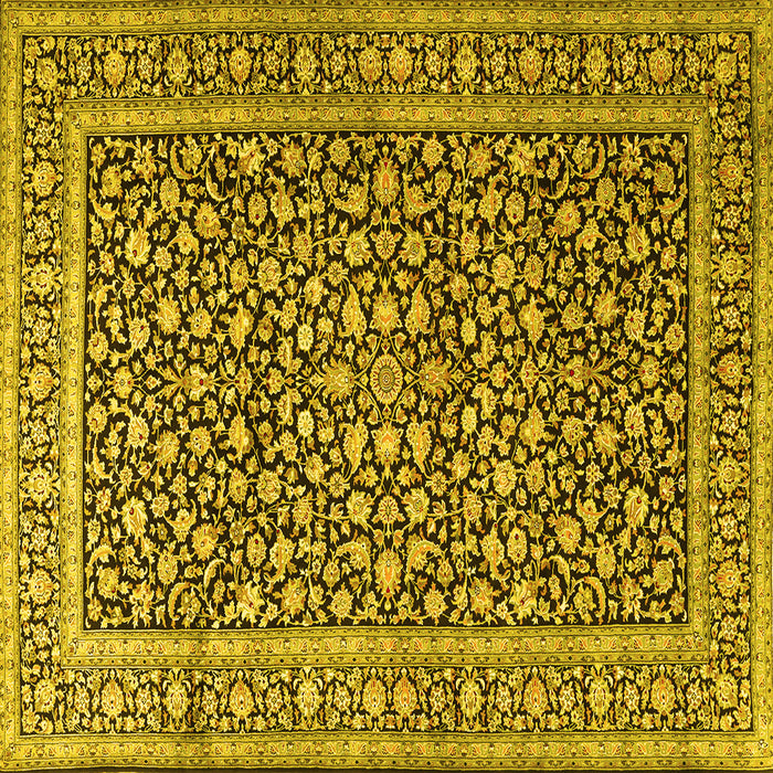 Square Machine Washable Persian Yellow Traditional Rug, wshtr3591yw
