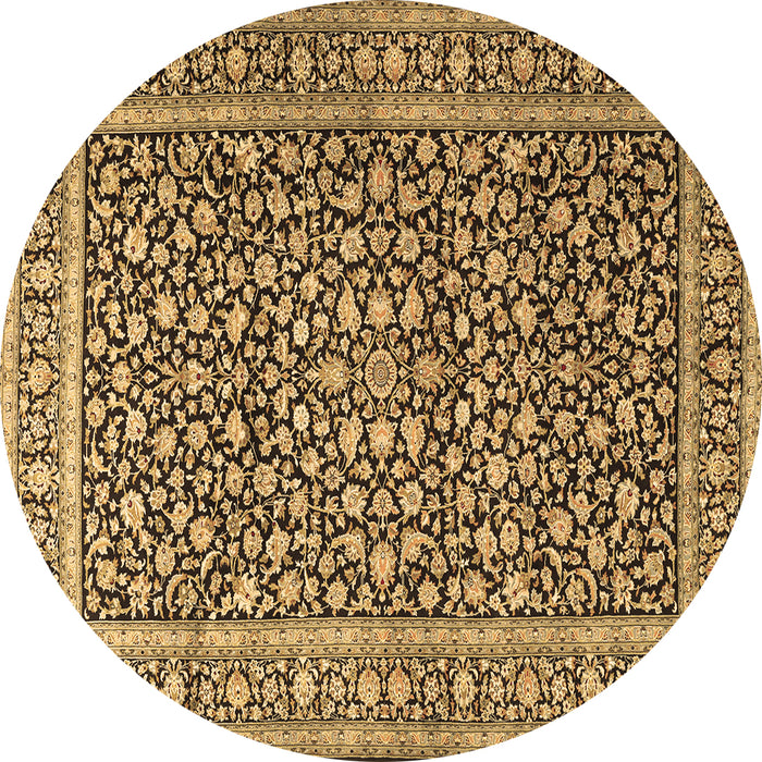 Round Persian Brown Traditional Rug, tr3591brn