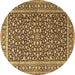 Round Persian Brown Traditional Rug, tr3591brn
