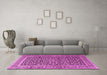 Machine Washable Persian Pink Traditional Rug in a Living Room, wshtr3591pnk