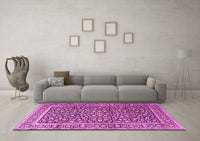 Machine Washable Persian Pink Traditional Rug, wshtr3591pnk