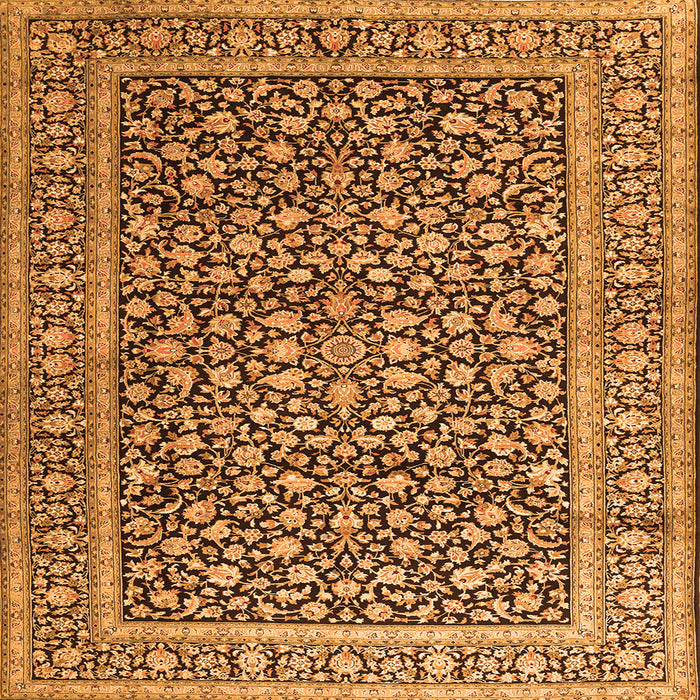 Round Machine Washable Persian Orange Traditional Area Rugs, wshtr3591org