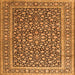 Round Machine Washable Persian Orange Traditional Area Rugs, wshtr3591org