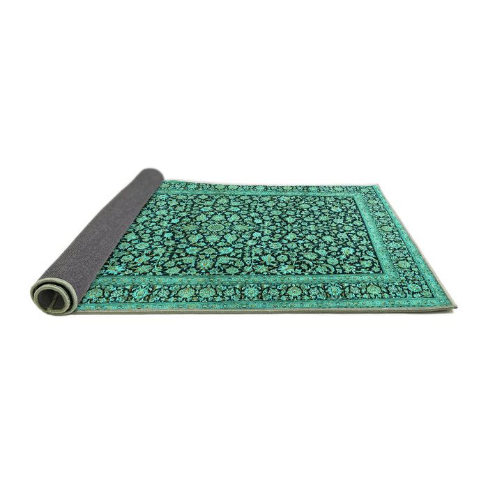 Sideview of Persian Turquoise Traditional Rug, tr3591turq