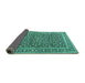 Sideview of Persian Turquoise Traditional Rug, tr3591turq