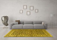 Machine Washable Persian Yellow Traditional Rug, wshtr3591yw