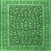 Square Machine Washable Persian Emerald Green Traditional Area Rugs, wshtr3591emgrn