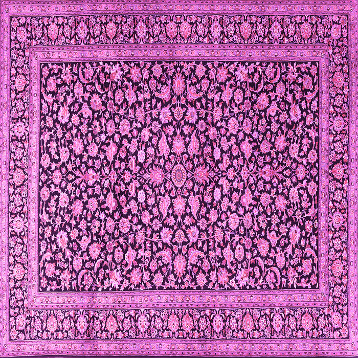Square Machine Washable Persian Pink Traditional Rug, wshtr3591pnk