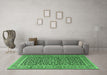 Machine Washable Persian Emerald Green Traditional Area Rugs in a Living Room,, wshtr3591emgrn