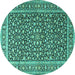Round Persian Turquoise Traditional Rug, tr3591turq