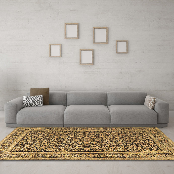 Machine Washable Persian Brown Traditional Rug in a Living Room,, wshtr3591brn