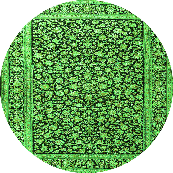 Square Persian Green Traditional Rug, tr3591grn
