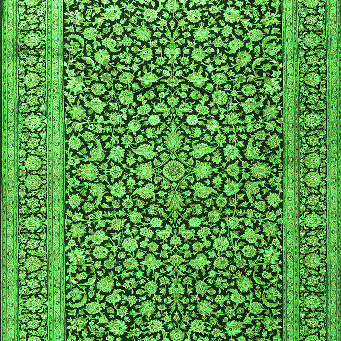 Serging Thickness of Machine Washable Persian Green Traditional Area Rugs, wshtr3591grn