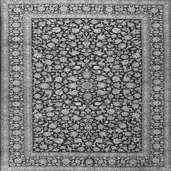 Round Machine Washable Persian Gray Traditional Rug, wshtr3591gry