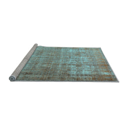 Sideview of Machine Washable Persian Light Blue Traditional Rug, wshtr3592lblu