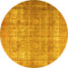 Round Machine Washable Persian Yellow Traditional Rug, wshtr3592yw