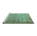 Sideview of Machine Washable Persian Turquoise Traditional Area Rugs, wshtr3592turq