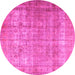 Round Persian Pink Traditional Rug, tr3592pnk