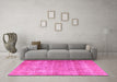 Machine Washable Persian Pink Traditional Rug in a Living Room, wshtr3592pnk