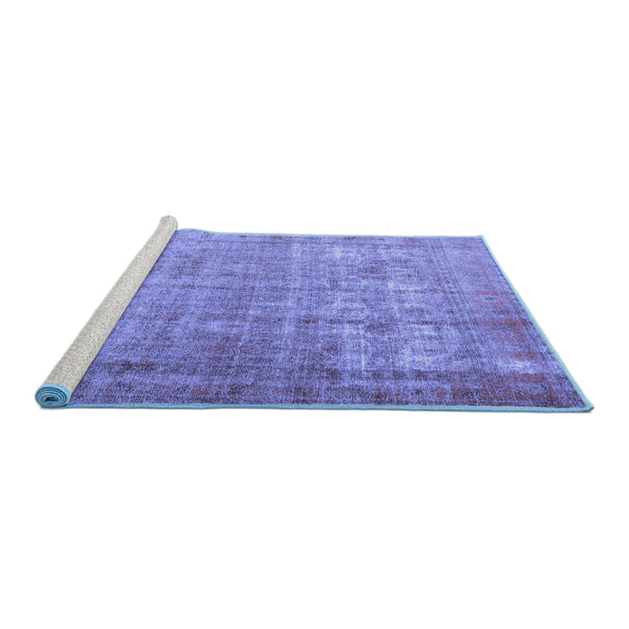 Sideview of Machine Washable Persian Blue Traditional Rug, wshtr3592blu