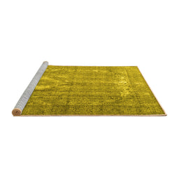 Sideview of Machine Washable Persian Yellow Traditional Rug, wshtr3593yw