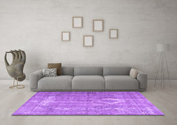 Machine Washable Persian Purple Traditional Area Rugs in a Living Room, wshtr3593pur