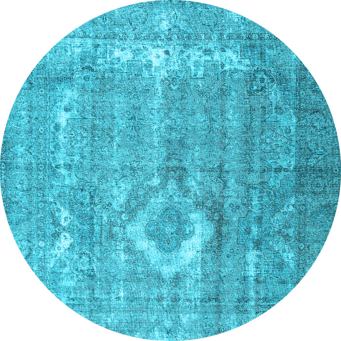 Round Machine Washable Persian Light Blue Traditional Rug, wshtr3593lblu