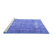 Sideview of Machine Washable Persian Blue Traditional Rug, wshtr3593blu