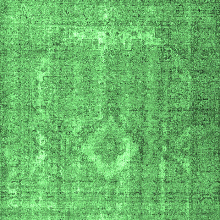 Square Machine Washable Persian Emerald Green Traditional Area Rugs, wshtr3593emgrn