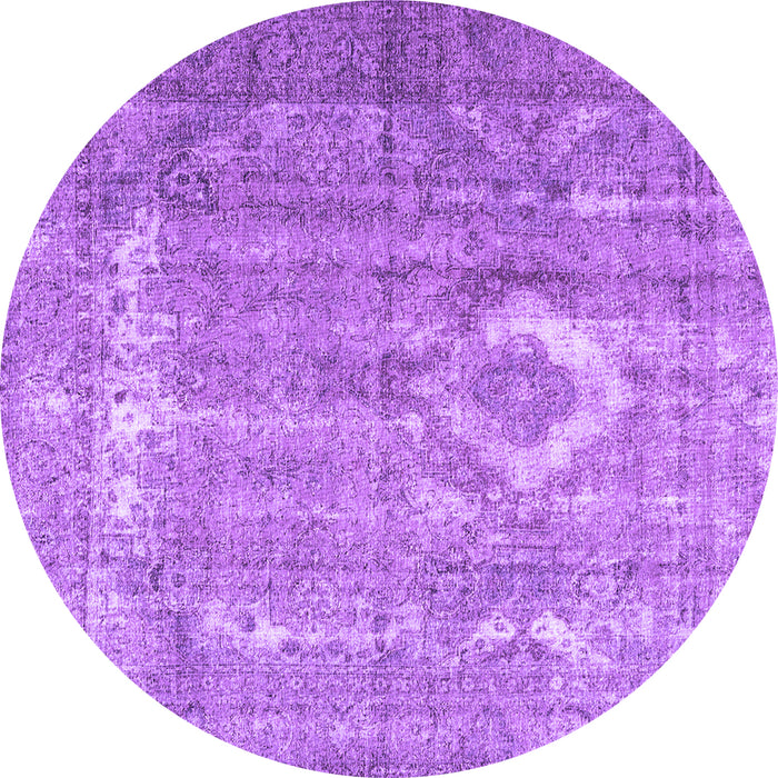 Round Machine Washable Persian Purple Traditional Area Rugs, wshtr3593pur