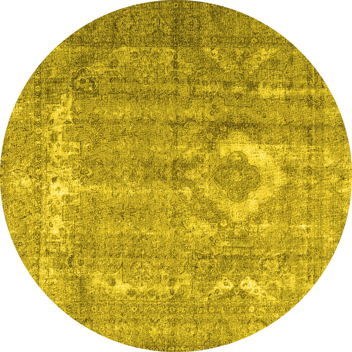 Round Persian Yellow Traditional Rug, tr3593yw